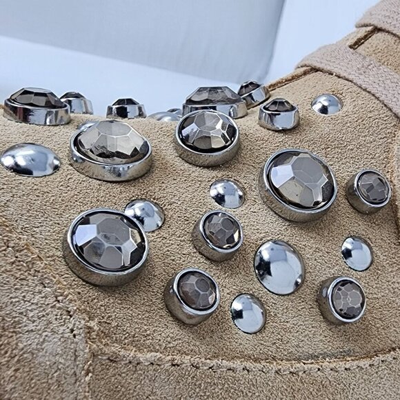 Karl Lagerfeld Breck Bejeweled Brown Suede Boots, Womens 6.5 - Picture 5 of 16